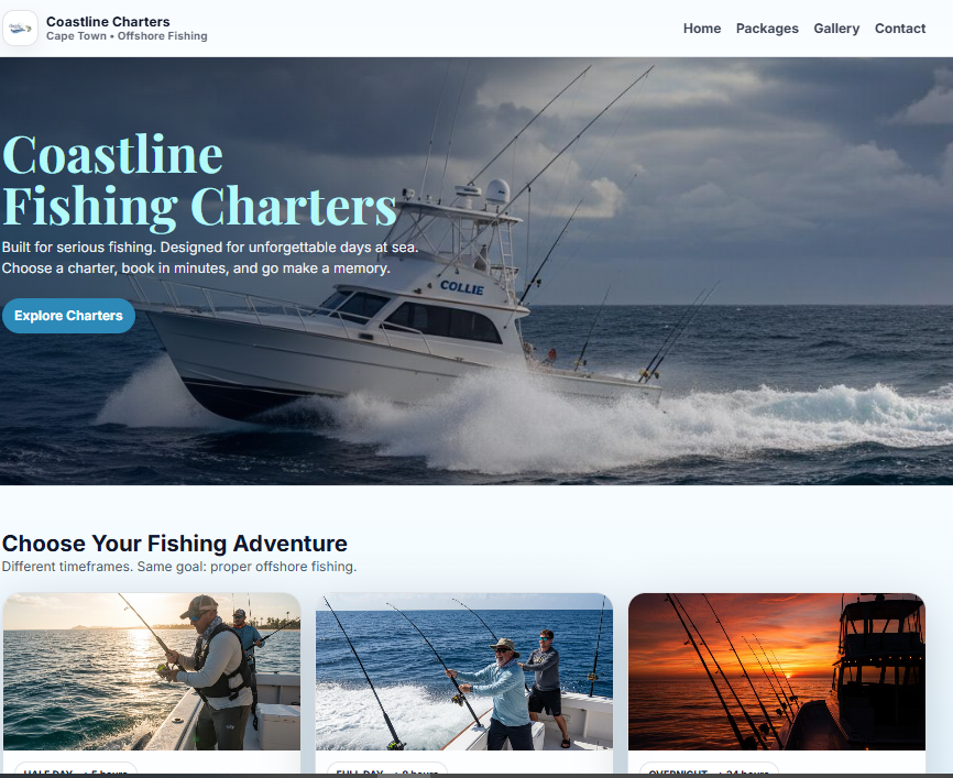 Coastline Charters website